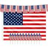 AhfuLife Set Bandiere Americane, 1 Grande Bandiera USA 150 x 90 cm, 30 Bandierine Americane, 10 Bandiere a Mano, per 4 Luglio, Coppa del Mondo, Eventi Sportivi, Feste, Decorazioni Casa