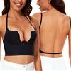 Willuhwisly Reggiseno Schiena Scoperta-Reggiseni a U Profonda Senza Cuciture a Scollatura Profonda e Schiena Reggiseno Invisibile Schiena Nuda(Black, 2E)
