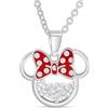 Disney Collana con ciondolo di Minnie Mouse placcata in argento con pietra natale per donne e ragazze, 18 + prolunga da 2 pollici, Medium, Cristallo, Zirconia cubica