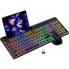 Tosuny Tastiera Wireless e Combo del Mouse, 2,4 G di Tasti Retroilluminati RGB 115 con Tampone Numerica, con Supporto per Tablet di Telefono, Ricaricabile, 6 Tasti 3 - Mouse DPI per PC