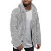 Generic Cappotto invernale termico da uomo in morbido pile, giacca morbida e pelosa, felpa con cappuccio sherpa, giacca calda e felpata, giacca frontale aperta con bottoni, cardigan a maniche lunghe per il