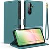 Oududianzi - Cover Compatibile con Samsung Galaxy A56 5G con 1 Vetro Temperato, custodia a libro in similpelle premium con funzione portafoglio e supporto - Verde