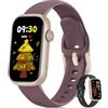 BOALZETD Smartwatch Donna Uomo, 1,47'' Orologio Smartwatch con Chiamate Bluetooth, Cardio SpO2 Sonno Contapassi Fitness Tracker Orologio Digitale Impermeabile IP68 Smartband, Oro rosa/Viola fumé