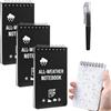 Ayicheyl Spiral Quaderno Appunti Impermeabile, 3 Pezzi A7 Taccuino Tascabile Resistente All'acqua con Penna, Block Notes Piccoli Mini Notebook 5 Minute Journal per I Viaggi, La Scuola, Il Lavoro (Nero)