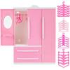 PH PandaHall Rosa Armadio per bambole mobili casa delle bambole guardaroba bambole organizer armadio con 40 pezzi 4 ganci di stile per casa delle bambole accessori per mobili regalo