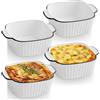 IIRC Piccole pirofila in ceramica, set da 4 pezzi, mini pirofile, lasagne, piccole per forno, friggitrice ad aria calda, forno a microonde (bianco, 14,5 x 11,5 x 5,5 cm)