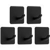 LTISHABILTD 5 ganci autoadesivi in acciaio inox, 4,5 x 4,5 cm, ganci in metallo, ganci impermeabili, per cucina, bagno, ufficio (nero)