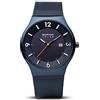 BERING Solar 14440-393 Orologio da polso da uomo, cassa in acciaio inossidabile blu da 40 mm e quadrante blu, cinturino in maglia milanese, vetro zaffiro, 5 ATM