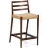 La Forma Sgabello Analy con schienale in legno massello di rovere con finitura noce e seduta in corda, 65 cm, FSC 100%