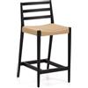 La Forma Sgabello Analy con schienale in legno massello di rovere con finitura in nero e seduta in corda da 65 cm FSC 100%