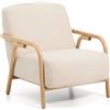 La Forma Poltrona Sylo in ciniglia beige e legno massiccio di frassino con finitura naturale FSC 100%