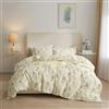 AMWAN Copripiumino floreale giallo completo da giardino in stile Cottagecore, set di biancheria da letto 100% cotone, copripiumino floreale giallo, copripiumino botanico floreale vintage, copripiumino