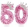 Zi Lan Candele per 50° compleanno per ragazze, corona rosa numero 50, decorazioni per torta per donne, feste, matrimoni, anniversari, celebrazioni