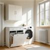 SoBuy BZR33-II Armadio da bagno con cesto portabiancheria e 2 cassetti, mobile lavanderia per il ripostiglio, moderno in MDF 78x90x38cm