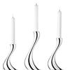 GEORG JENSEN Candeliere Cobra Set 3 Pezzi16-20-24cm Acciaio Inox Lucidato a Specchio