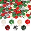 JUNEBRUSHS 260 bottoni natalizi in legno a 4 fori, rotondi, in legno, per calza di Natale, decorativi, fai da te, cucito, progetti fatti a mano, 2,3 cm, rosso, verde, bianco