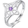 AEONSLOVE Anello Nodo della Strega Argento 925 Donna Anello Nodo Regolabile Anelli Celtica Argento 925 con Pietre di Compleanno Anelli Celtici Aperti Nodi delle Streghe