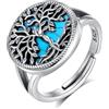 AEONSLOVE Anello Albero della Vita Anello Regolabile Donna Argento 925 Anelli Aperti Argento 925 Turchese Anelli Donna Regolabili Idea Regalo per Mamma Ragazze