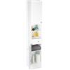 Relaxdays Mobile Bagno Colonna, 2 Armadietti con Anta, 1 Cassetto, Design a Lamella, Legno, HLP 173,5x30,5x32 cm, Bianco