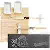 Mediawave Store Set Sushi 2 Persone Kit 10pz Stuoia Bamboo Piatto Ardesia Bacchette e Ciotoline