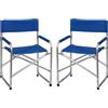 Mediawave Store Set 2pz Sedia Regista in Alluminio e Textilene Pieghevole da Campeggio 82x57x55 Blu