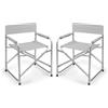 Mediawave Store Set 2pz Sedia Regista in Alluminio e Textilene Pieghevole da Campeggio 82x57x55 Grigio