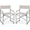Mediawave Store Set 2pz Sedia Regista in Alluminio e Textilene Pieghevole da Campeggio 82x57x55 Tortora