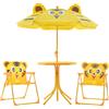 Mediawave Store Set Giardino Bambini 4pz Tavolo Sedie e Ombrellone Giallo Regolabile 3-6 Anni