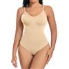Mediawave Store Body Contenitivo Donna con Spalline Regolabili Canotta Tessuto Elasticizzato Beige L/XL
