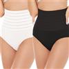 Mediawave Store 2pz Panciera Vita Alta 1 Bianca 1 Nera Slip Donna Guaina Contenitiva Modellante XXL