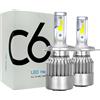 Mediawave Store Coppia di Lampadine H4 Luci LED C6 per Fari Auto e Moto 3800LM 36W Luce Bianca