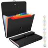 Uquelic Set di 2 Cartella Portadocumenti Espandibile A4 File Organzier in Plastica con 7 Scomparti, Cartelline Portadocumenti con Coperchio (Twill nero)
