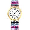 OIDEA Orologio da donna con cinturino elastico: orologio da donna in acciaio inossidabile Boemia stampato estensibile, fantasia analogico al quarzo, grande quadrante numeri arabi, regalo di compleanno