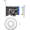 Vikye Adattatore per scheda Pcie, PCI-E PCI-Express a adattatore per scheda USB 3.0 con intestazione interna a 2 porte e 19 pin con profilo basso