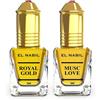 EL NABIL El-Nabil EL NABIL Royal Gold 5 ml e Musc Love 5 ml profumo Set - Misk Musk Muschio olio profumato per uomo e donna