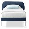 EVERGREENWEB MATERASSI & BEDS EVERGREENWEB Letto singolo 90x200 cm| Letto a doghe in doghe in legno e testata trapuntata stondata | Facile da montare| Colore Blu | Mod. Madrid
