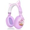esonstyle Cuffie Bambini, Cuffie Over Ear Bluetooth 5.4 con Microfono, Luci LED Cat Ear, Cablate/Wireless per Scuola/iPad/Tablet/Smartphone