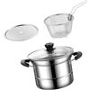 Baoblaze Pentola in acciaio inox, pentola per con coperchio, manico ergonomico, cestello scolapasta con vaporiera per pasta, sughi bollenti, Doppia Maniglia