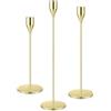 ZWFSDM 3 Pz Porta Candele da Tavolo, Portacandele Oro, 23/28/33cm Candelabro Portacandele in Metallo per Candele Coniche, Candeliere da Tavolo per Matrimoni Compleanni Natale Decorazioni(Oro)