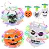 SOETDERT Giocattolo Girevole Halloween, Trottole Luminose Giocattolo Giroscopio con LED e Musica, Zucca Scheletro Giocattoli per Dolcetto o Scherzetto e Decorazioni Regalo Bambini per Feste Halloween