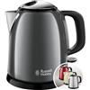 Russell Hobbs Bollitore acqua elettrico, 1 L, 2400 W, Compatto, 3 Tazze, ebollizione rapida, Filtro anticalcare rimovibile e lavabile, Bollitore da viaggio, Acciaio Inox, ColourPlus Grigio 24993-70