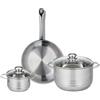 Fackelmann ELO 9870150 - Set di 1 padella 28 cm e 2 pentole 14 e 24 cm Elo Profi lucido, acciaio inox, induzione 9870150
