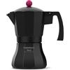 Taurus Black Moments 12 - Moka, 12 tazze, base e filtro in acciaio inossidabile, impugnatura ergonomica, valvola di sicurezza, chiusura in silicone per una maggiore sicurezza, per tutti i fuochi, nero