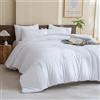 Paxrac Set di biancheria da letto per letto queen size, 3 pezzi, bianco senza tempo, in stile bohémien, leggero, tinta unita, morbido e traspirante, per tutte le stagioni (piumino 228 x 228 cm e 2