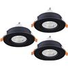Eglo Barranco - Set da 3 faretti LED incasso, soffitto orientabili in plastica colore nero, bianco neutro, con lampadina GU10
