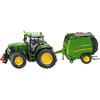 siku 1665, Trattore John Deere con pressa per balle con 2 balle incluse, Metallo e Plastica, Verde, Parti mobili