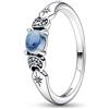 PANDORA Disney Anello con Aladin e Jasmine in argento Sterling con cristallo blu ghiaccio e cristallo blu chiaro di luna, 50
