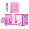 Barbie - Armadio dei Sogni, playset con bambola bionda alla moda, armadio largo 90+ cm con 25 vestiti e accessori, 3 look completi inclusi, giocattolo per bambini, 3+ anni, HXD58