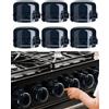 WILNIRY Copri Manopole per Fornelli Gas Universali, Copertura Piano Cottura Manopola per Fornello Sicurezza dei Bambini, Coprimanopole per Fornelli a Cucina Gas di Dimensioni (Nero-6 Pezzi)