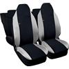 Susy Shop Coprisedili Compatibili Per Aygo Posteriori divisi 50/50 e poggiatesta anteriore integrato, Fodere per sedili Auto In Vari Colori (Nero - Grigio Chiaro)